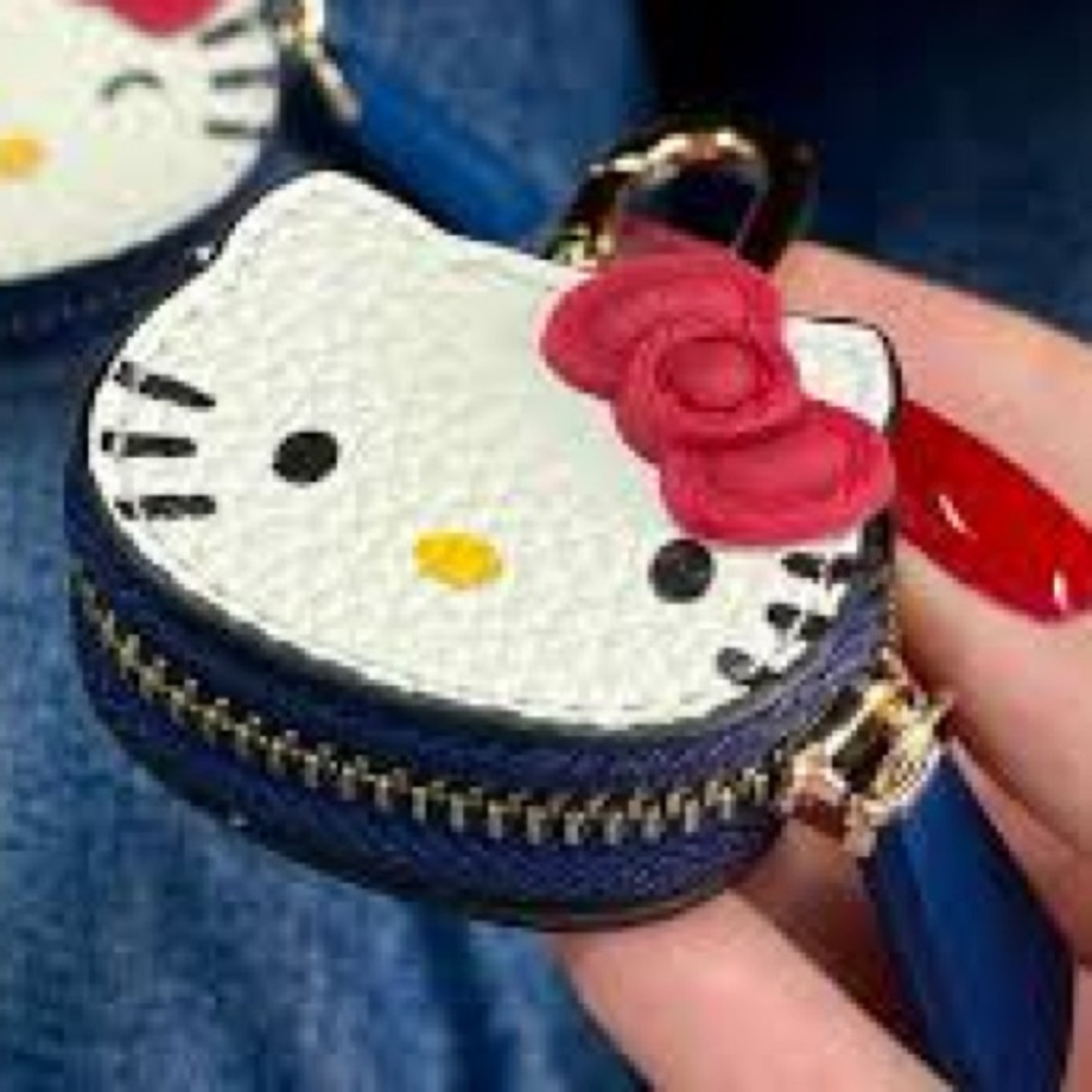 Hello Kitty Purse Bag Charm Keychain Sanrio Kawaii Coin AirTag AirPods - Picture 5 of 6